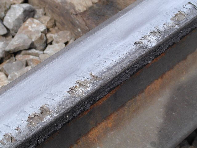 Vertical damage of the rail head