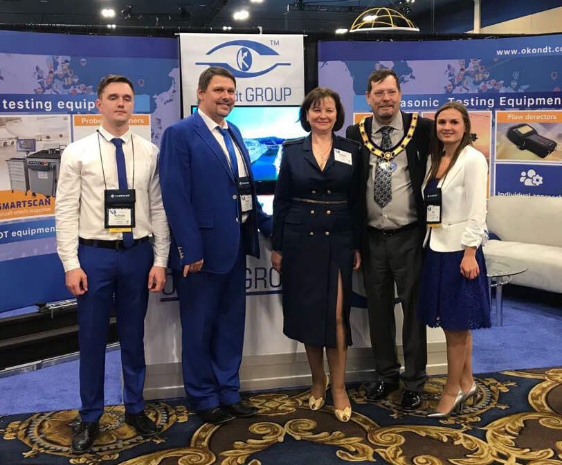 Picture of OKOndt GROUP specialists with ASNT President Scott Cargill during ASNT Annual Conference and Exhibition – 2019