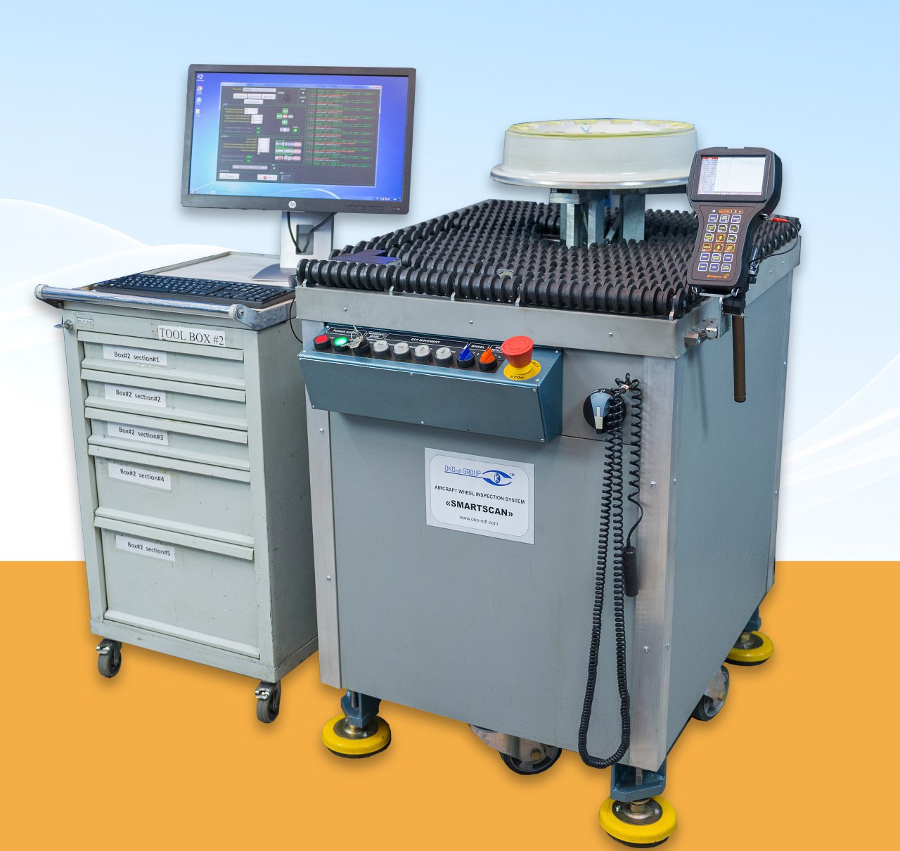 Aircraft wheel inspection system SmartScan with a testing object