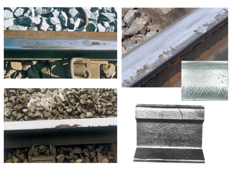 Various defects of rails