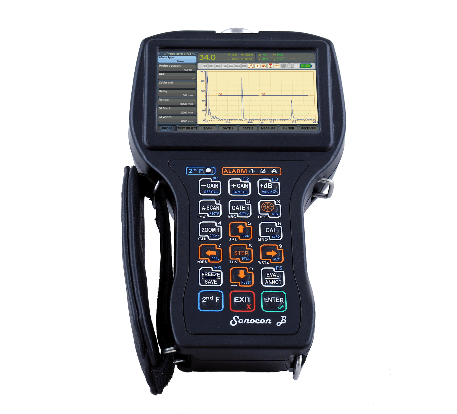 Portable easy to hold ultrasonic flaw detector Sonocon B