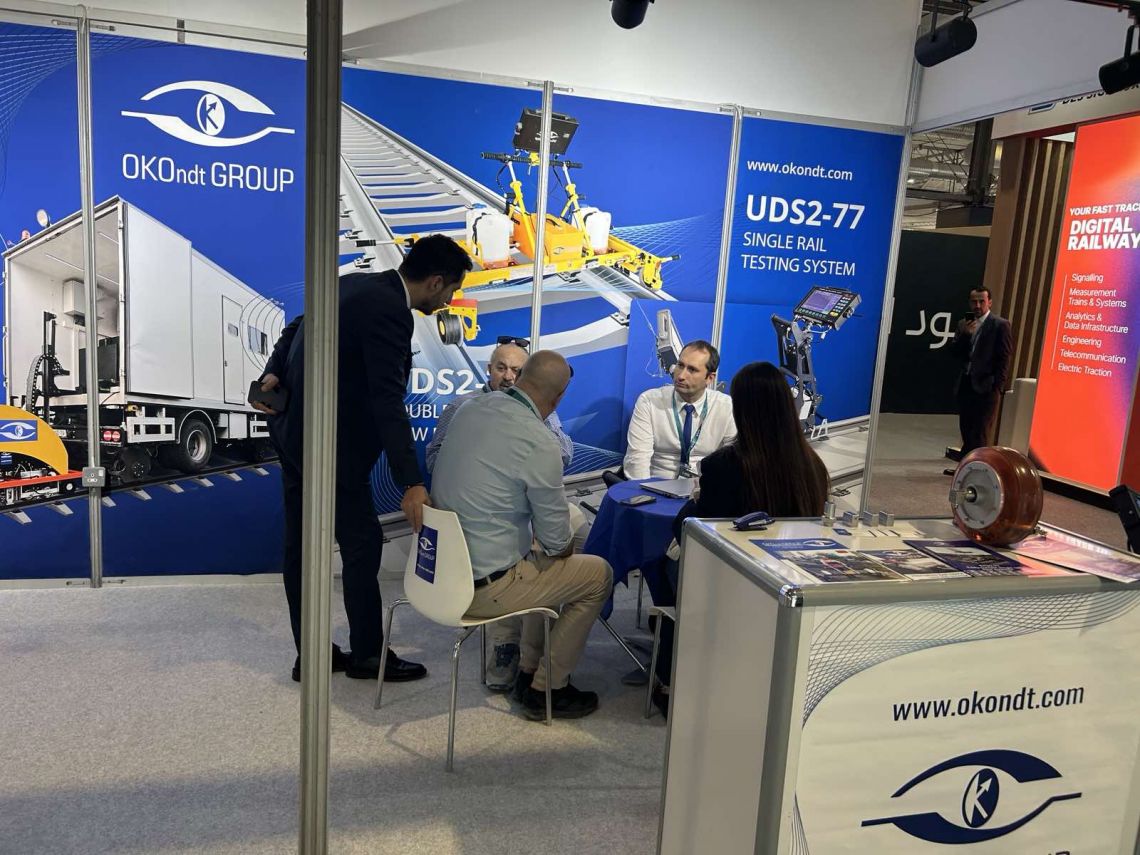 OKOndt GROUP specialists are providing consultations to visitors at the company's stand, Saudi International Rail 2025