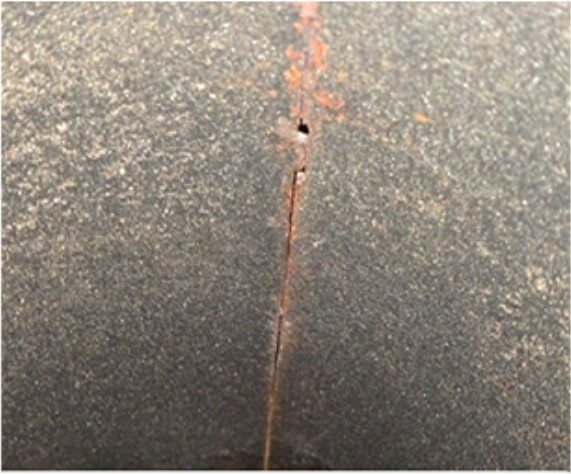 Example of pitting corrosion