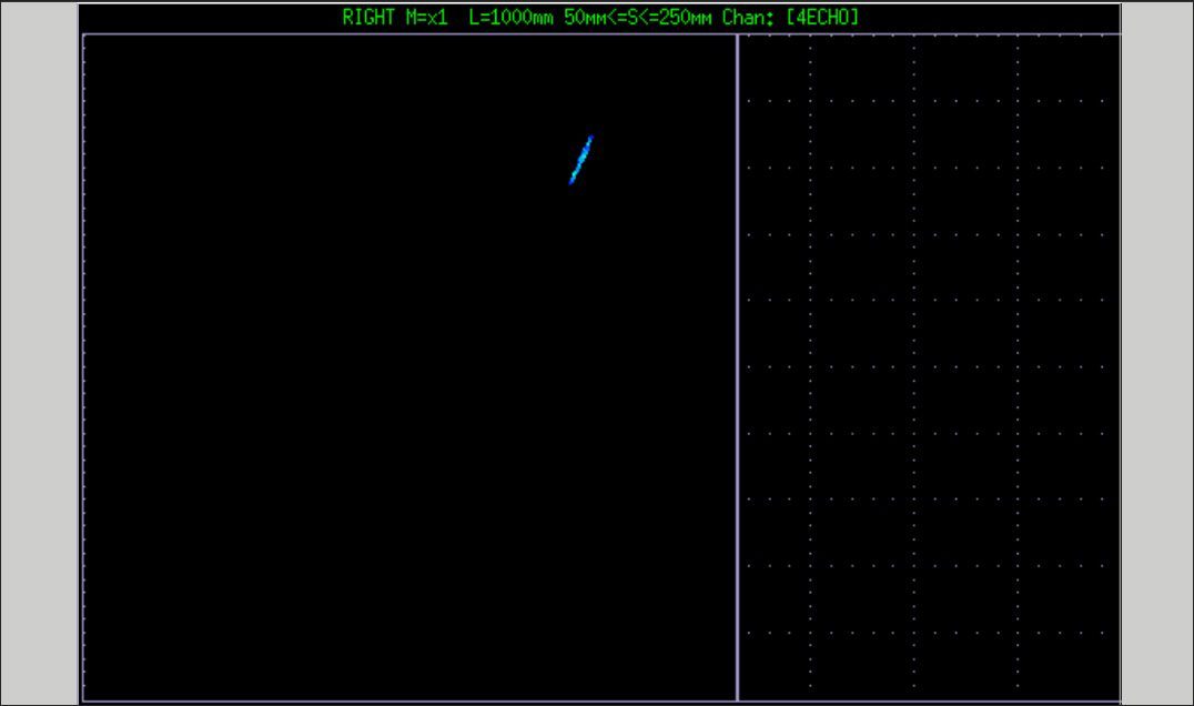Ultrasonic B-scan showing defect at rail connection area