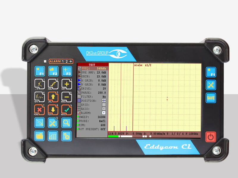 Eddy current flaw detector with a large display Eddycon CL, front panel