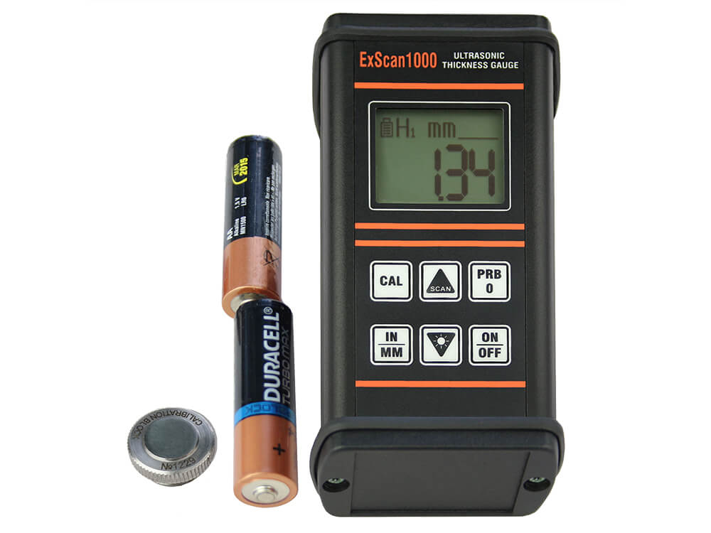 Portable ultrasonic thickness gauge ExScan1000 and batteries for it
