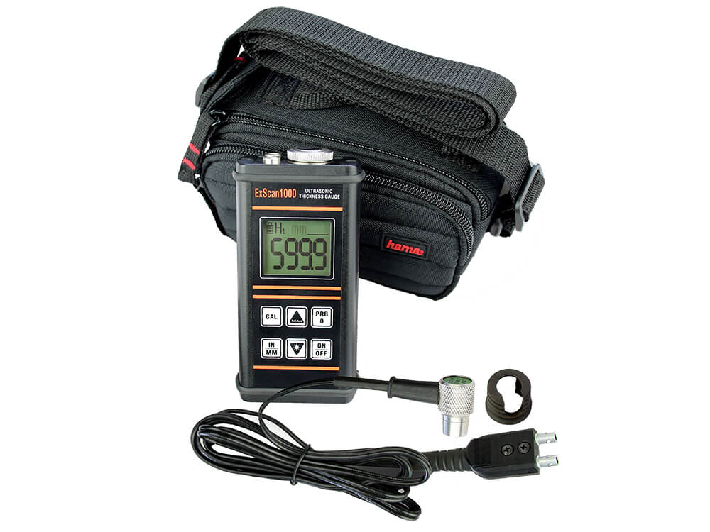 Portable ultrasonic thickness gauge ExScan1000 ready for transportation