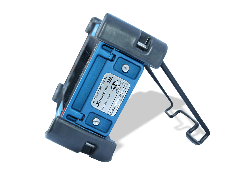 Portable ultrasonic flaw detector with a large high-resolution display Sonocon BL, on the support, side view